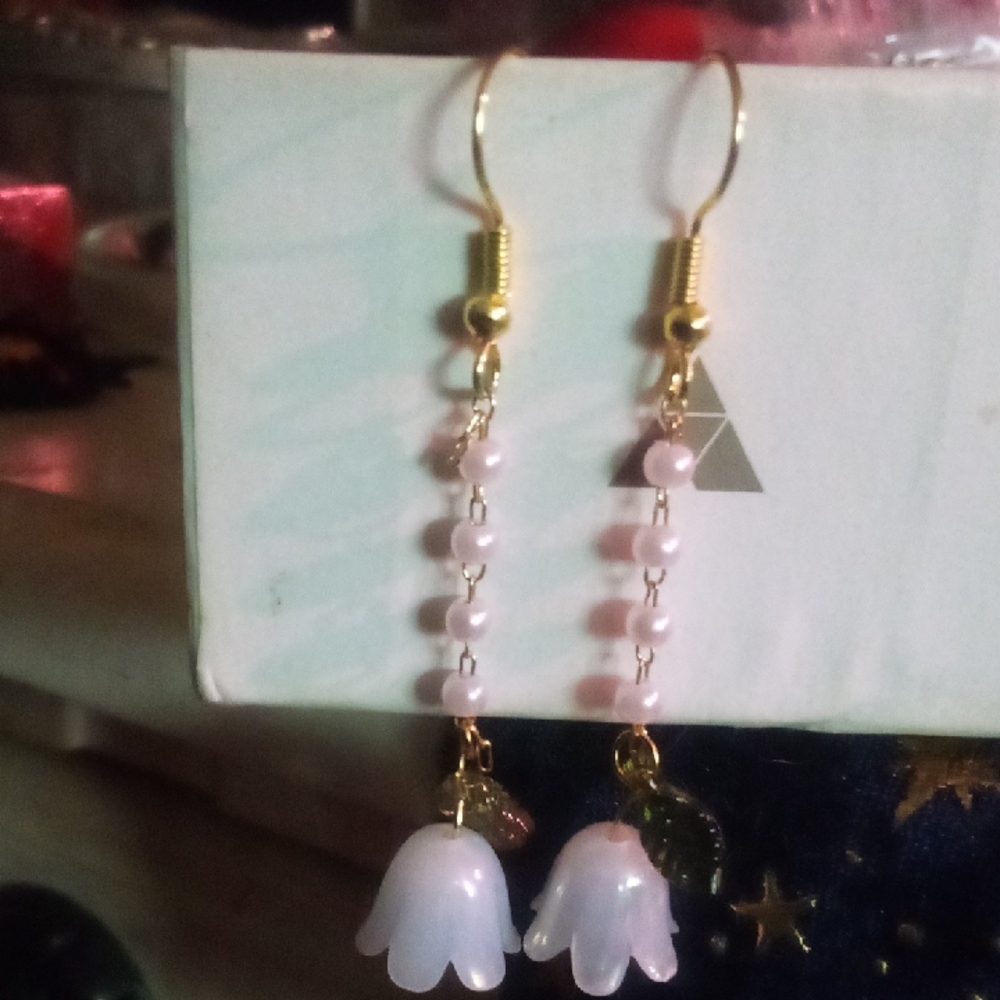 Sweet White Blossom Drop Earrings
